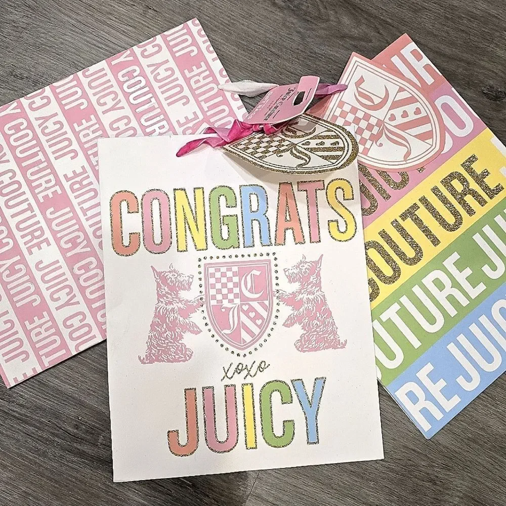 Juicy Couture Home Congrats & Bold Logo 3-PC Gift‎ Bags Set